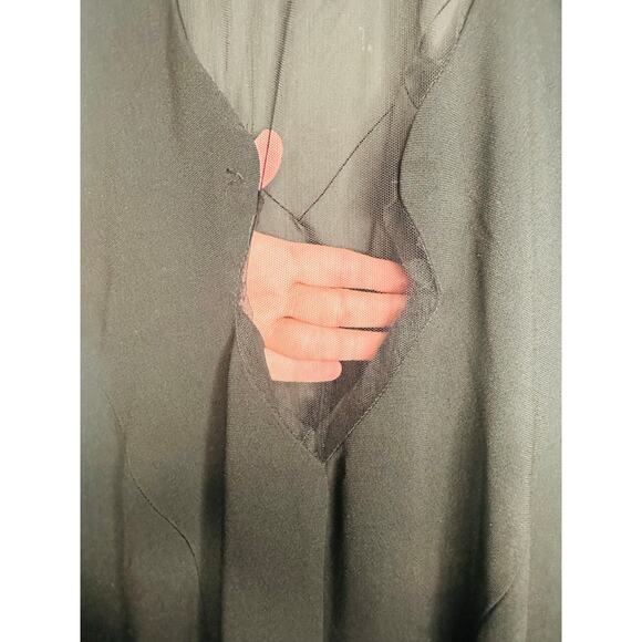 THEIA Women's Black Matte Mesh Cut Out Back Fitted Gown Maxi Dress Size 4 - Picture 16 of 16